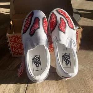 Custom (NEVER WORN) OKC Thunder Vans White Canvas Slip-On Sneakers Vans | Shoes | 5 Off Vans Custom The Office Shoes Sz 3  main image 4
